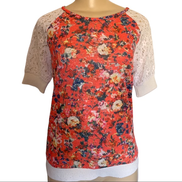 Ginger Vintage-Shabby Chic Style Floral Lace Sleeved Top Shirt Large - Picture 2 of 3